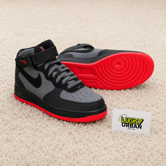 NIKE AIR FORCE 1 MID CINZA / PRETO / VERMELHO
